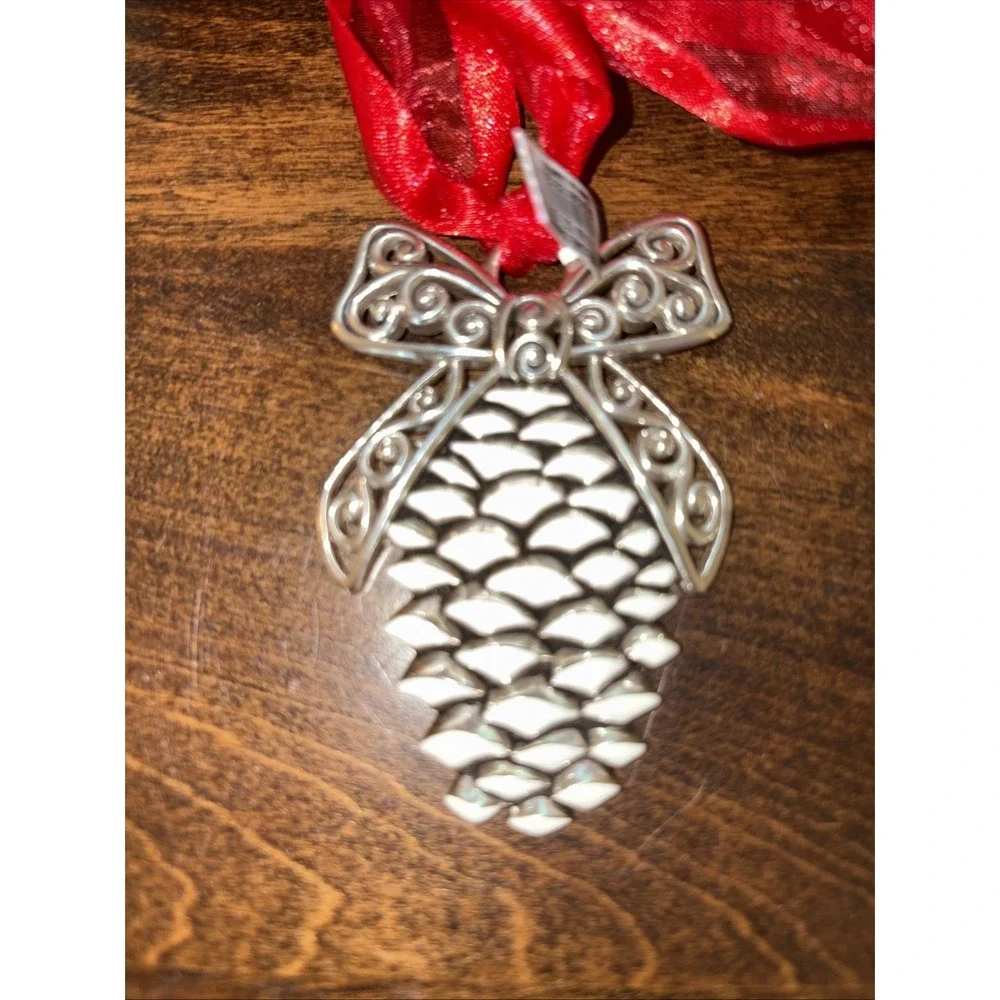 Brighton Pinecone Christmas Ornament Silver plated. - Picture 2 of 5
